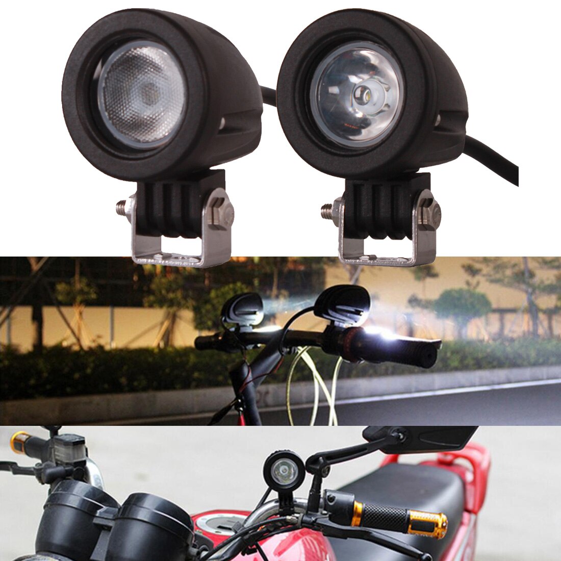 2 kpl 10w led työvalo moottoripyörä auto mönkijä maastoauto kuorma-auto vaunu asuntopyörä 12v 24v spot tulva ajo ajovalo lisäsumuvalo