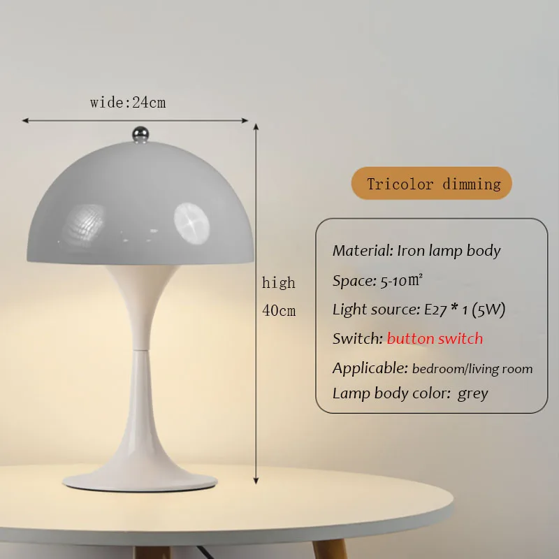 Nordic Danish Table Lamp Home Bedroom Bedside Light Lantern Medieval Dimming Touch Night Light Decor Desk Lamp: GRAY