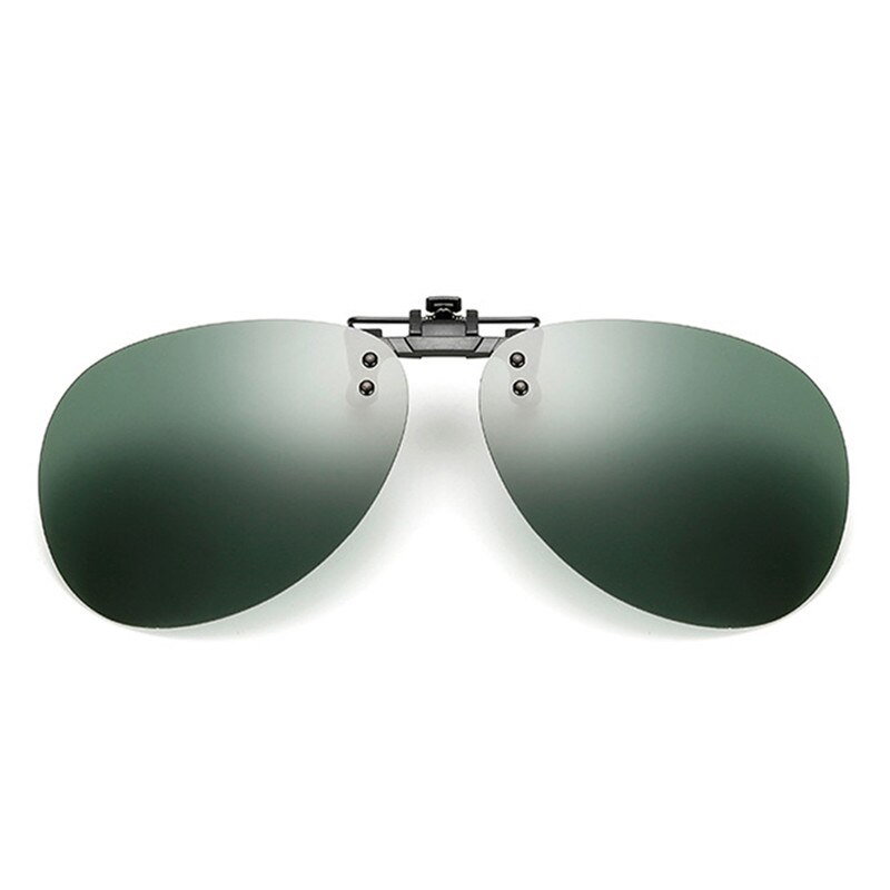 Praktiske polariserede clip-on nattesyn pilot fiskeri solbriller flip-up len cykel kørebriller #288216: Sortgrøn