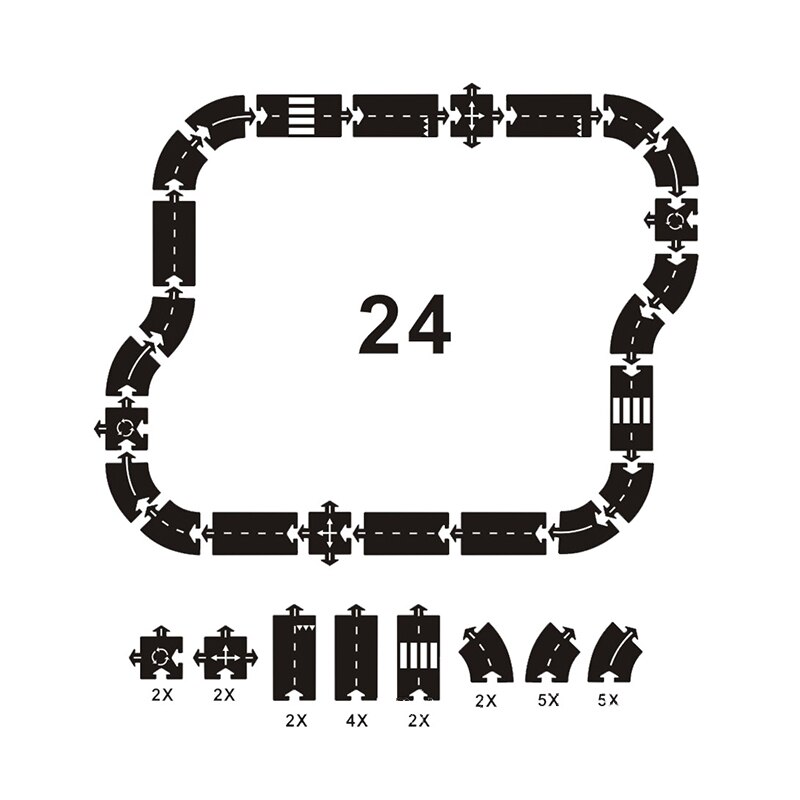 Kids Educatief Verkeer Speelgoed Voor Kinderen Road Building Speelgoed Auto Rijbaan Expressway Snelweg Flexibele Puzzel Spoor Set: 24 pcs
