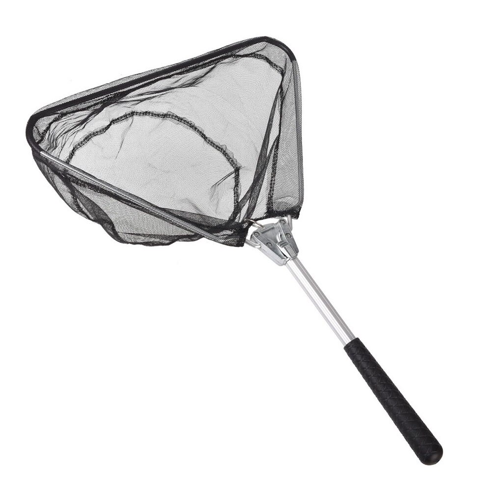 Aluminum Alloy Triangle Fishing Net Foldable Fish Landing Net Mini Collapsible Fish Catching Landing Net (50cm, Black)