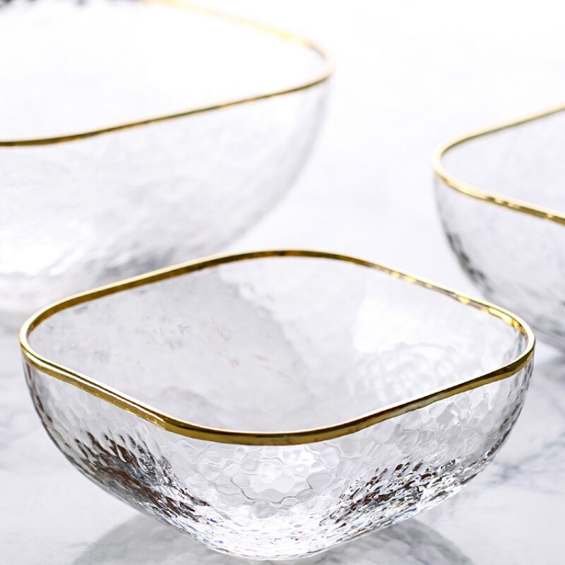 Glas sallad nudelsoppa skål genomskinlig frukost dessert frukt skål tallrik servis tillbehör  pf906199
