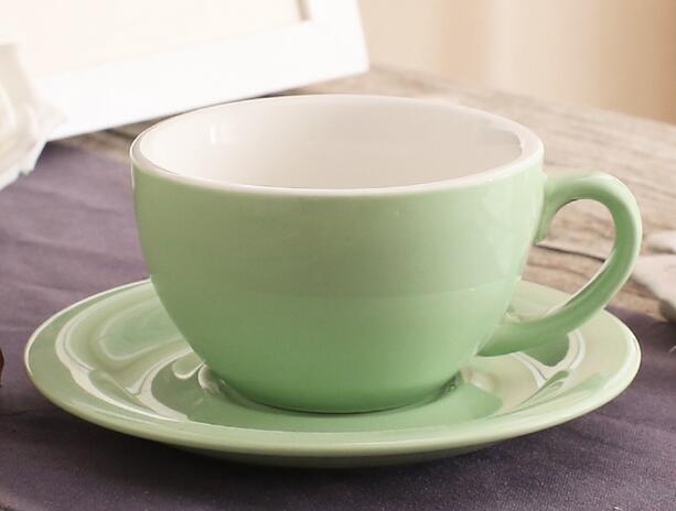 200ml Bunte Dicke Körper Neue Knochen China Cappuccino Tasse und Untertassen Keramik Kaffee Tasse Untertasse Latte Tasse Getränk: Grün