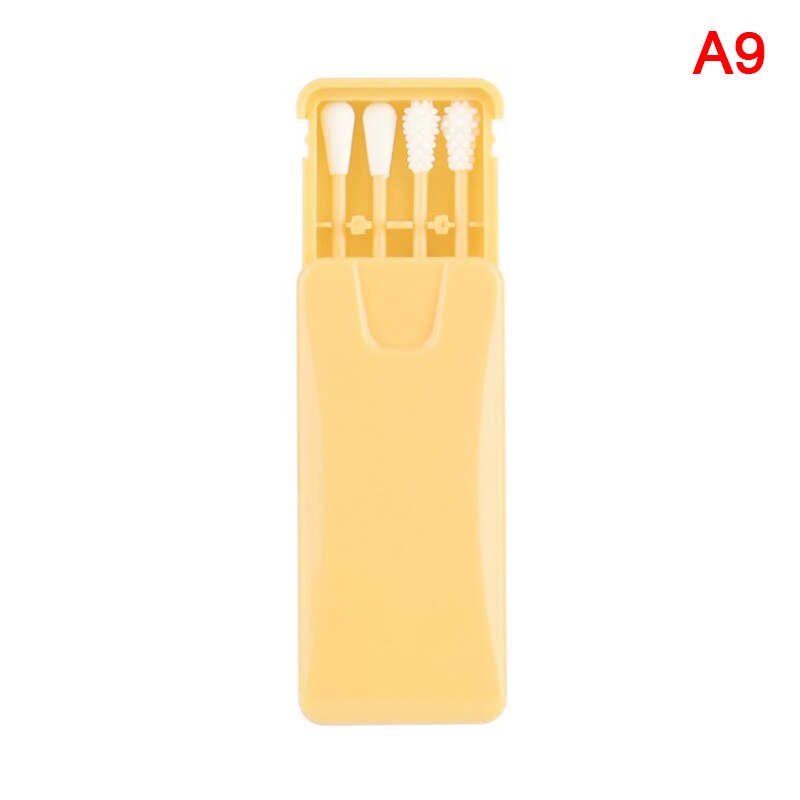 2/4Pcs/box Reusable Cotton Swab Cosmetic Silicone Buds Swabs Sticks: A9