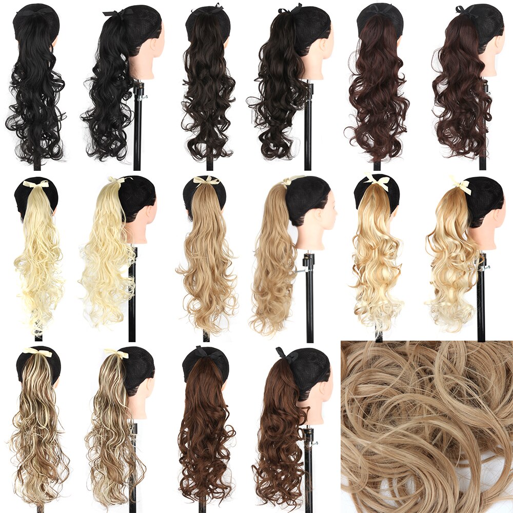 Xnaira-Cola de Caballo rizado largo, coleta sintética marrón claro, extensiones de cabello para cola de caballo, cinta de pelo de cola resistente al calor