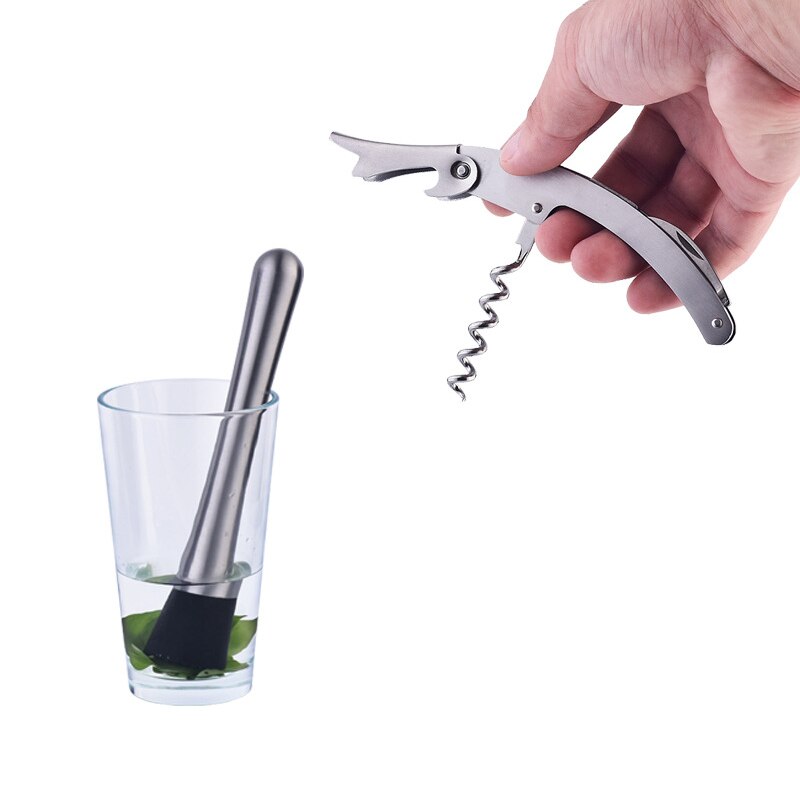 350Ml/550Ml/750Ml Rvs Bar Cocktail Shaker Set Bar Gereedschap Shaker Sets Met Houten rack