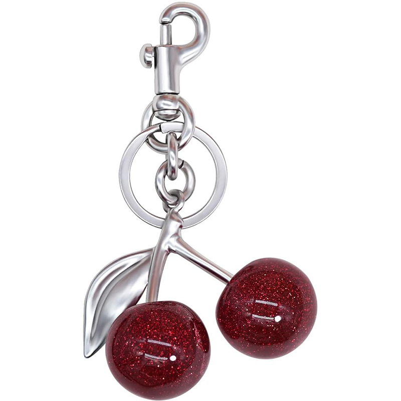 Llavero de cereza, dijes para bolso, bonito llavero con dije para bolso, accesorios de cereza para de mujer: Rojo