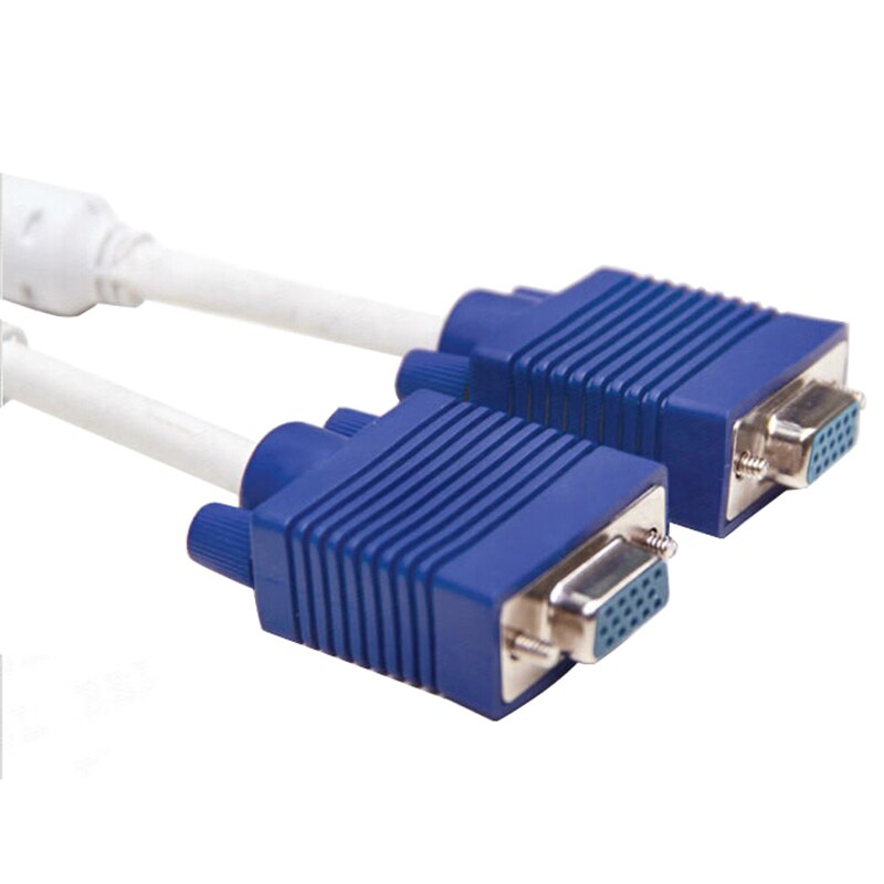 Larryjoe 1 Computer to Dual 2 Monitor VGA Splitter Cable Video Y Splitter 15 Pin Two Ports VGA Male to Female