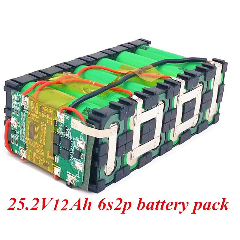 6s2p 24V 12.0Ah 18650 lithium-ion battery pack 25.2v 12000mAh electric bicycle moped lithium-ion battery pack with BMS