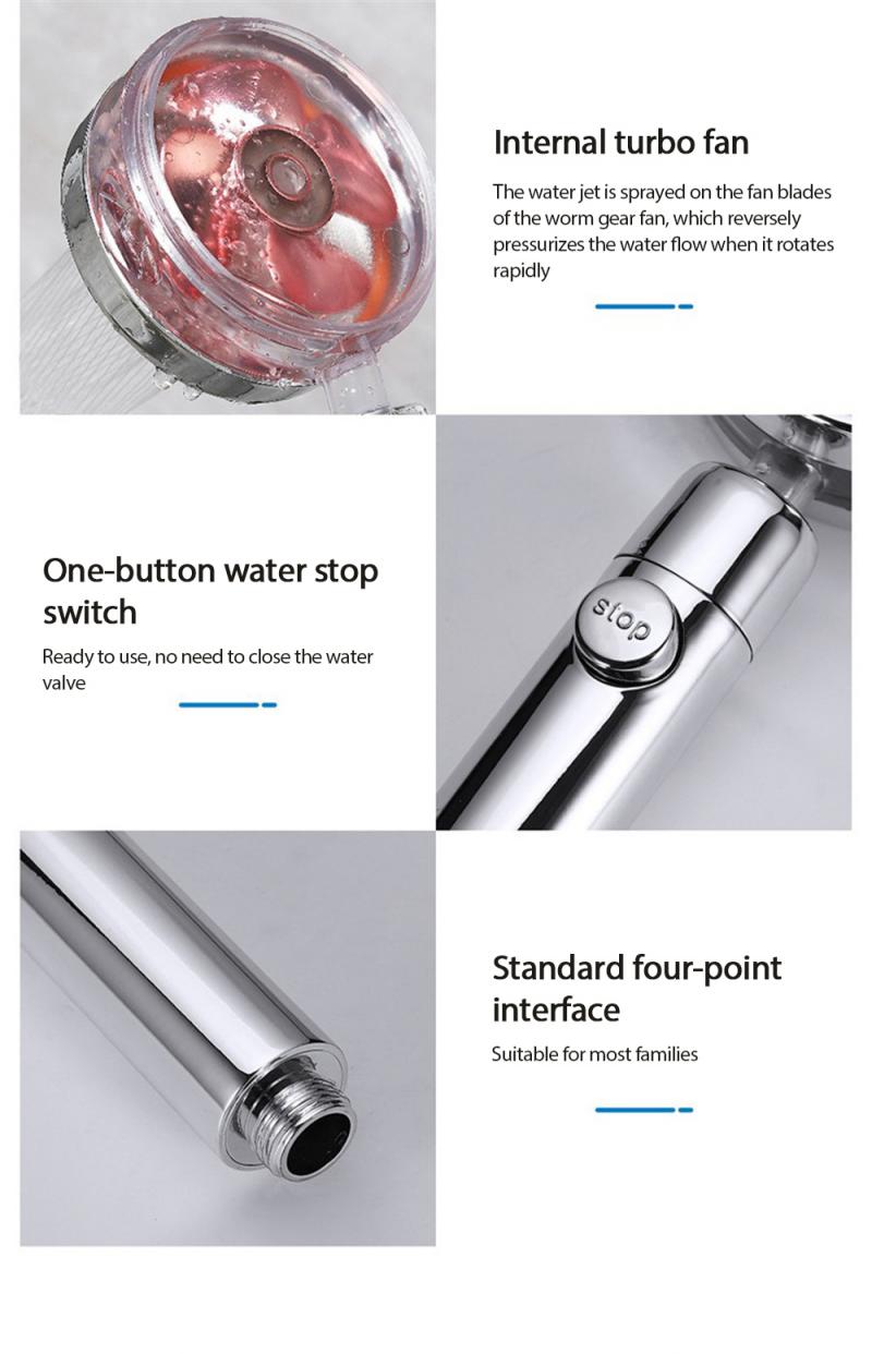 Verstelbare Jetting Turbocharged Douche 8K Spiegel Magic Kleine Taille Water Stop Hoofd Schudden Douche Waterbesparing Badkamer