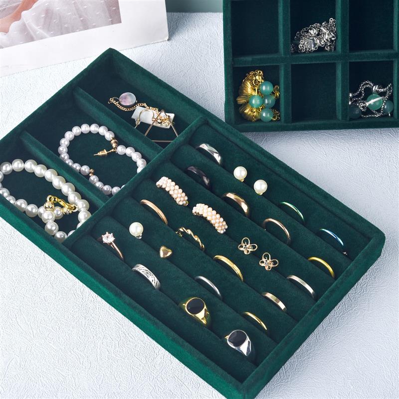Espositore per gioielli in velluto astuccio per braccialetti orecchini anelli scatola Organizer portaoggetti scatole espositive per cassetti per gioielli impilabili fai da te