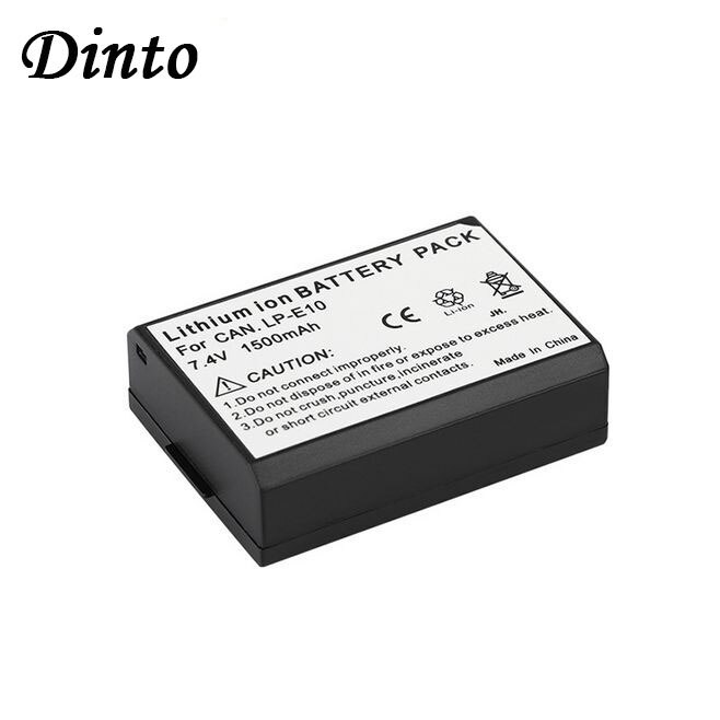 Dinto 1pc LP-E10 LPE10 7.4V 1500mAh Oplaadbare Li-Ion Camera Batterij voor Canon KISS X50 EOS 1100D 1200D 1300D LP E10