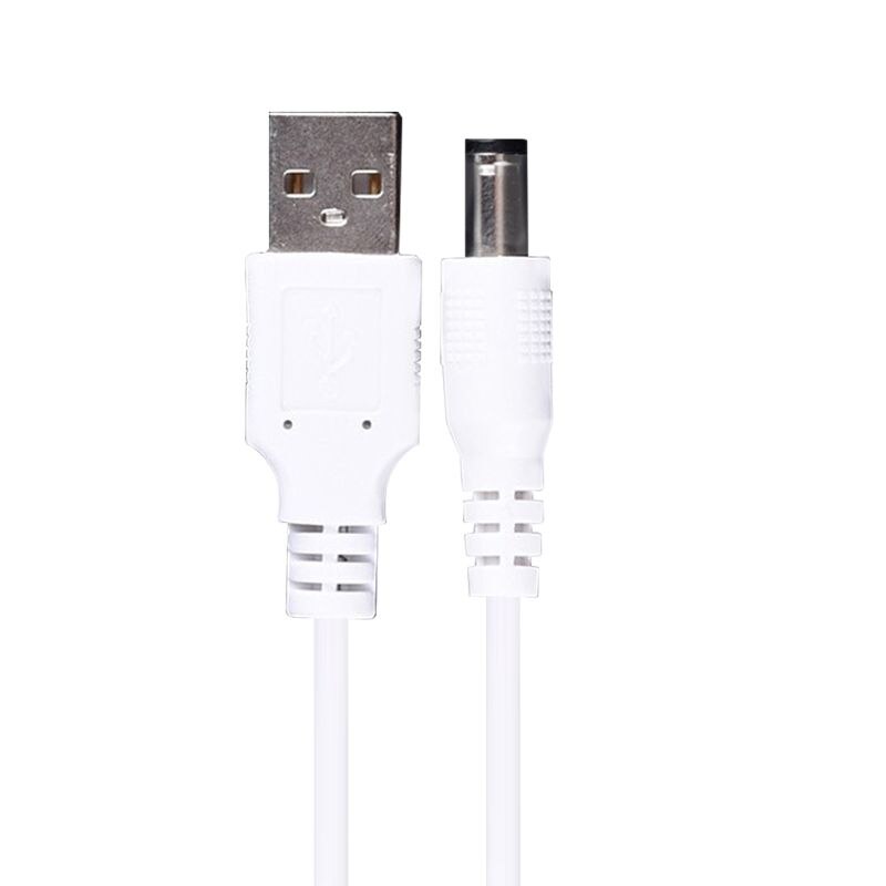 USB Male to DC 5.5x2.1 mm DC5V Power Supply Line Charging Adapter Cable H05A: White
