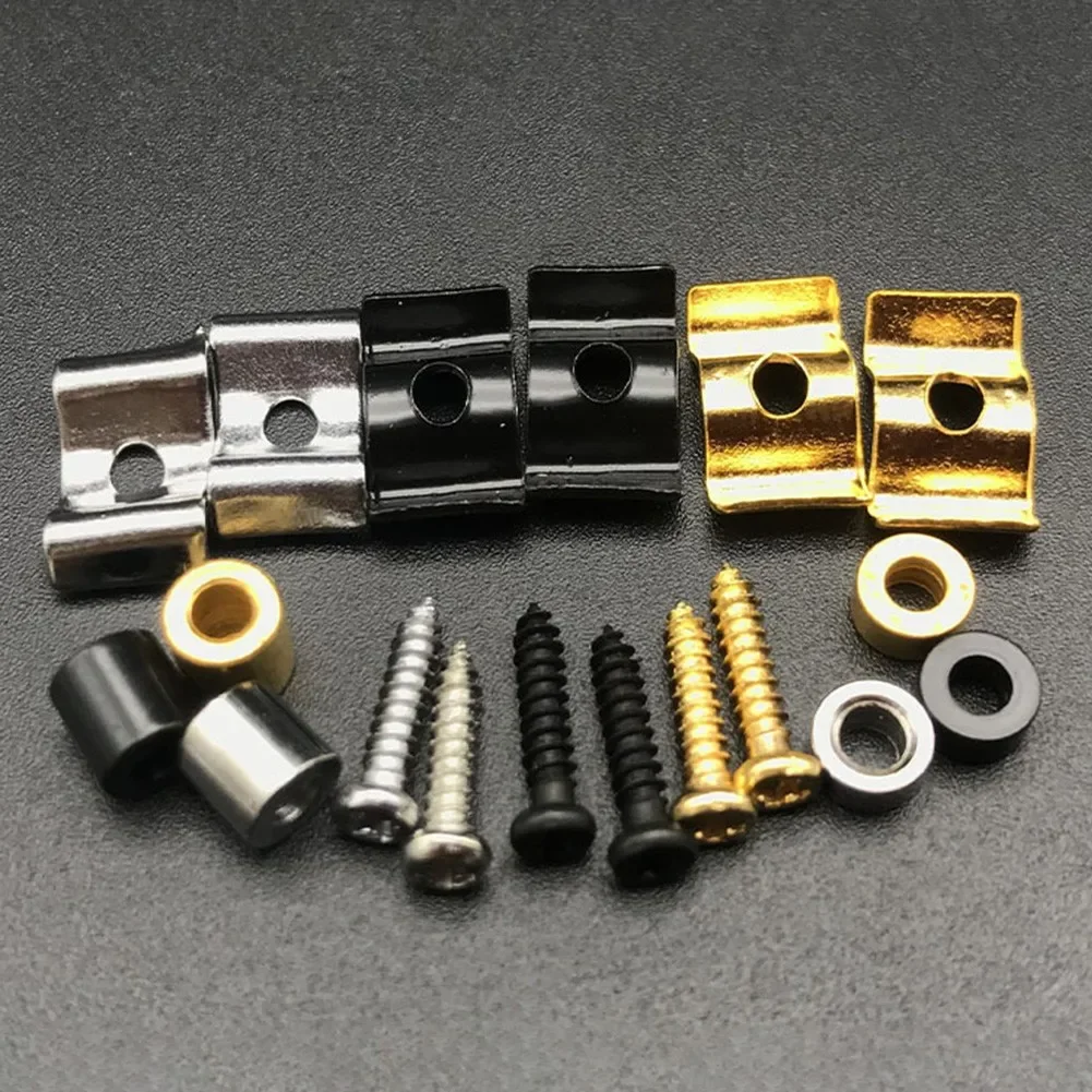 1 Paar Saitenhalter für elektrische Gold/Schwarz/Chrom, Gitarrensaitenhalter mit Schrauben, E-Gitarre, Saitenschnalle, Instrument