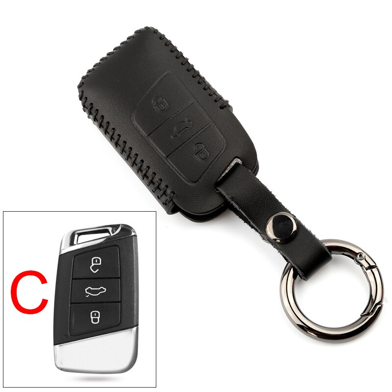 Leather Car Key Cover Case for VW Volkswagen Tiguan mk2 Magotan Passat B8 Polo Golf 4 5 6 7 mk7 Jetta mk6 Eos Scirocco: C  Black