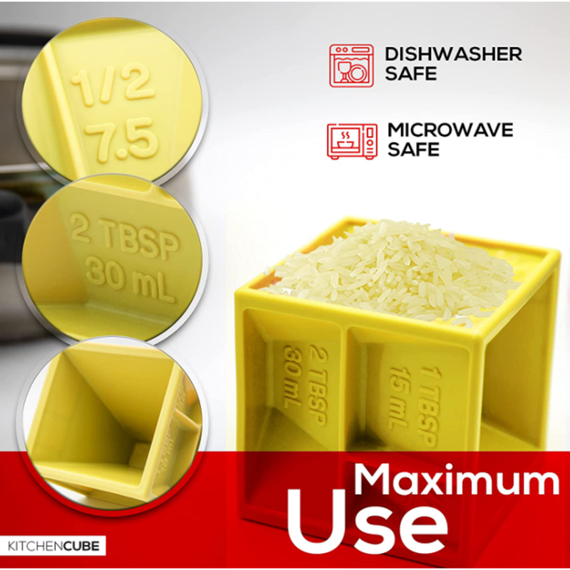 Kitchen Cube All-in-One Measuring Cup to Improve Organization Measuring Device With 19+ Cooking Measurements For Cooking Baking