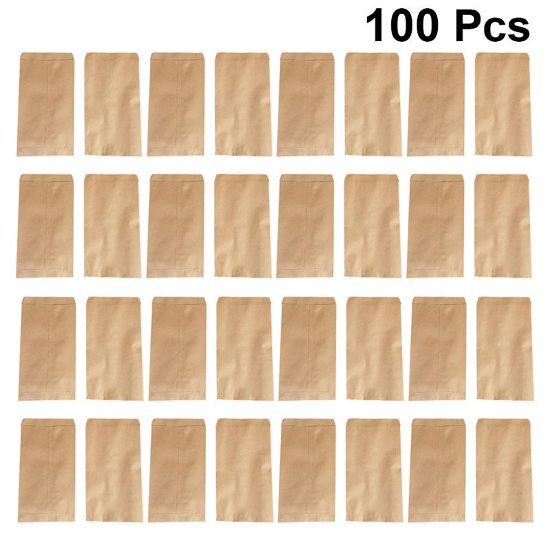 100pcs Kraft Paper Bag Seed Storage Bag Portable Seed Bag Packaging Pouch Garden Tool (6x10cm, Sewing, 100pcs/Pack)