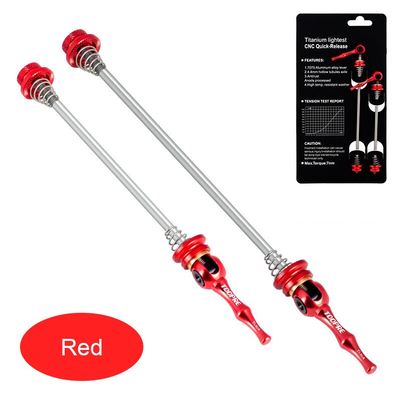 1 Pair Bicycle Quick Release Rods Skewer Set Front and Rear QR Axle Skewer Set Quick Release Hub For Road Bike Accessories: red
