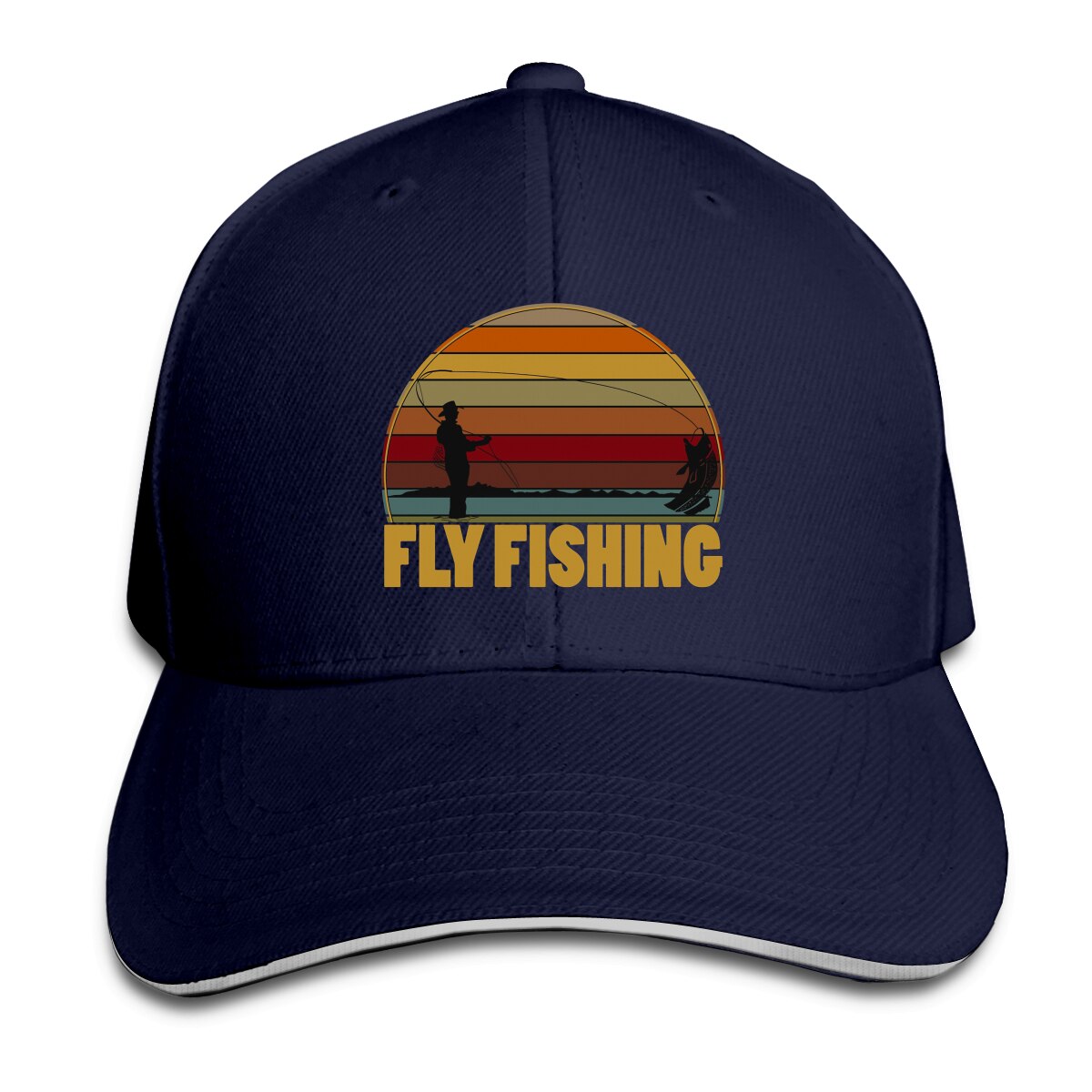 Flyfishing fisherman baseball cap mænd hætter farver kvinder sommer snapback fiskeri hætter: Marine blå
