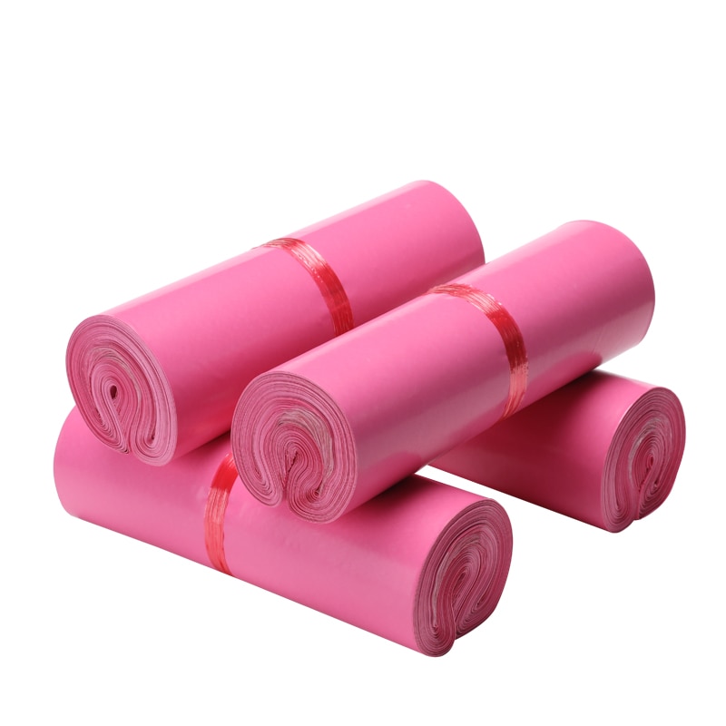 (100 Stuks/partij) Roze Express Zak Dikke Waterdichte Kleding Verpakking Tassen Logistiek Plastic Koerier Zak