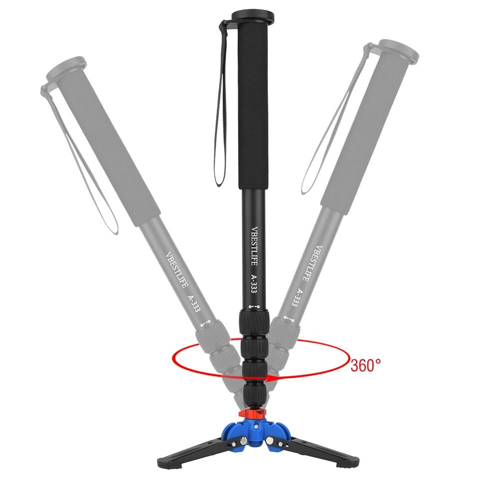 Portable Magnesium-Aluminum Alloy Monopod 5 Section tilted 20 degrees and rotated 360 degrees 3D anti-skid bearing platform