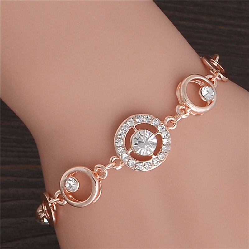 SHUANGR 1pc Rose Goud Kleur Wit Kristallen Vonken Hollow Chain Link Bangle Armband 7 ontwerpen TH358-TH364: H363