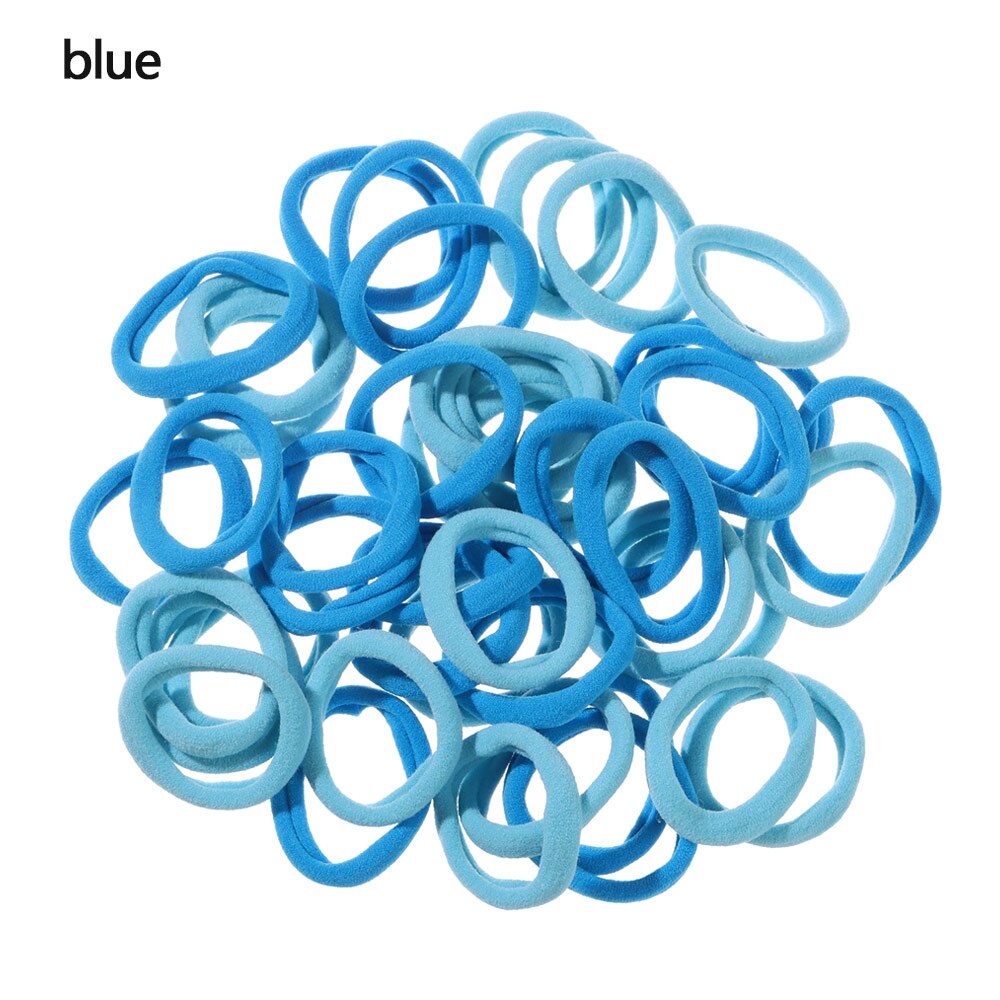 50pcs No-damage Hair Ropes Mini Elastic Rubber Hair Bands for Women Seamless Hair Ties Ponytail Holders Hair Accessories: blue 1