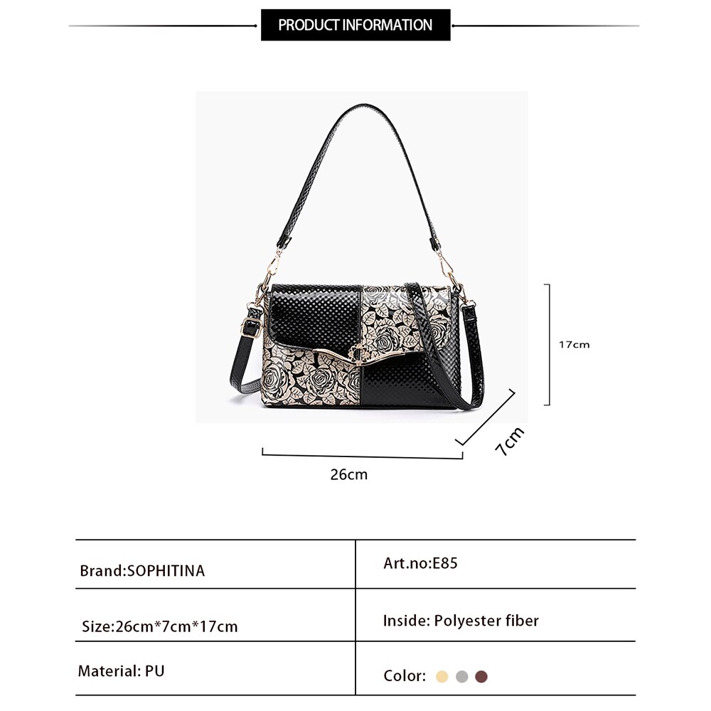 SOPHITINA Women Bags Metal Decoration Zipper Envelope Flap Pocket Flowers Pattern Shoulder Bags Casual Women Messenger Bags E85