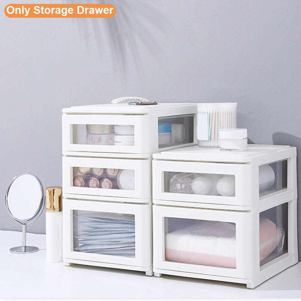 Bathroom Plastic Storage Drawers Display Clear Stackable Bedroom Smooth Cosmetic Reusable Desk Organizer Home Office