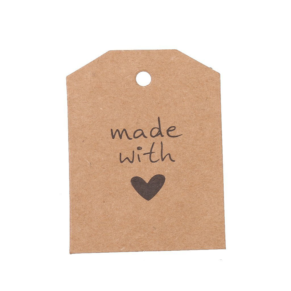 100Pcs Gemaakt Met Liefde Teken Papier Tag Wedding Party Label Met Touw