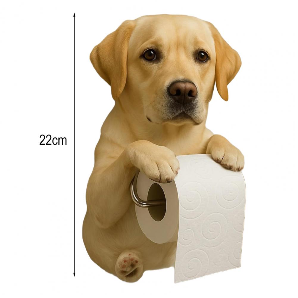 Wall Mount Toilet Paper Holder Dog Shape Funny 3D Printed Towel Holder Paper Rack Bathroom Dog Sculpture Paper Holder