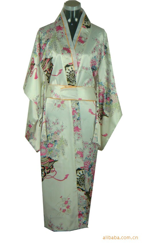 Kinesisk traditonal drakt kjole dame silke satin kimono kappe vanlig størrelse