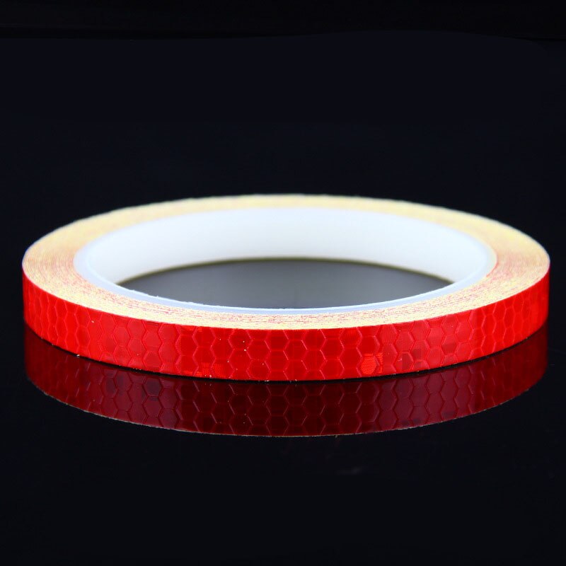 1cmx8m Bike Reflective Stickers Fluorescent MTB Bicycle Wheels Tapes Safety Warning Sticker Decoration Cycling Accessories: Red