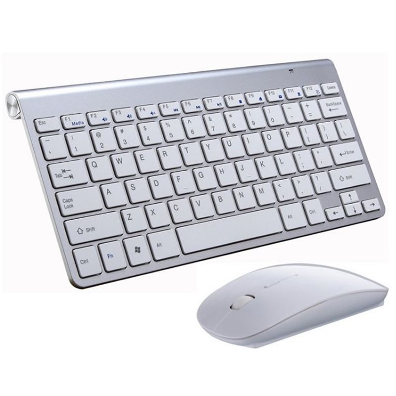 Trådløst tastatur 2.4g mus mini multimedia tastatur mus kombinasjonssett for stasjonær pc bærbar pc mac notebook smart kontorrekvisita: Hvit tastaturmus