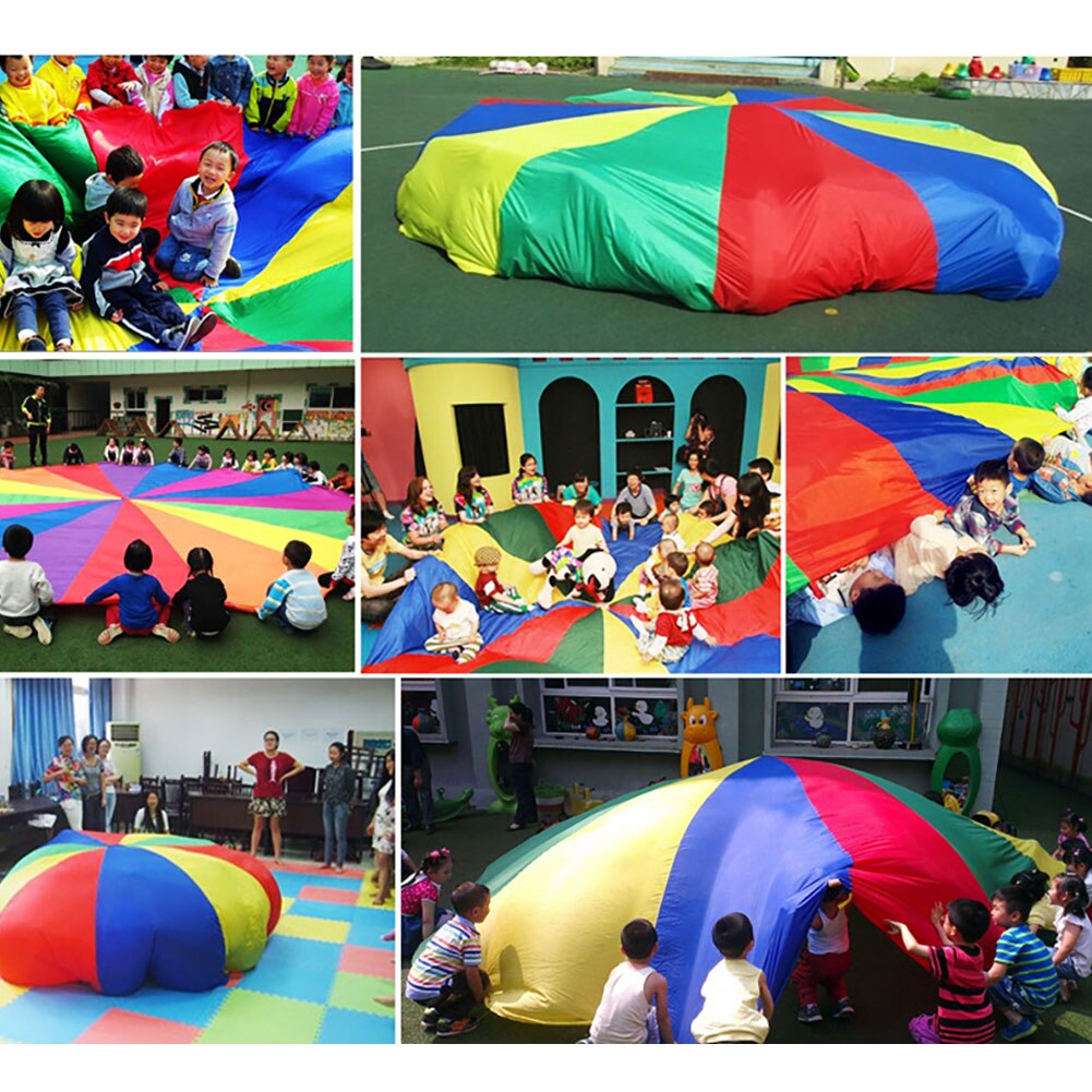 Diameter 2M/3M/3.6M Regenboog Parachute Run Spel Grote Ronde Parachute Voor Kinderen Met Handgrepen educatief Teamwork Spel Voor Kinderen