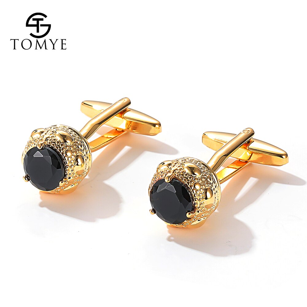 Men Cufflinks TOMYE XK20S009 Luxury Zircon Golden Silver Color Round Shirt Cuff Links