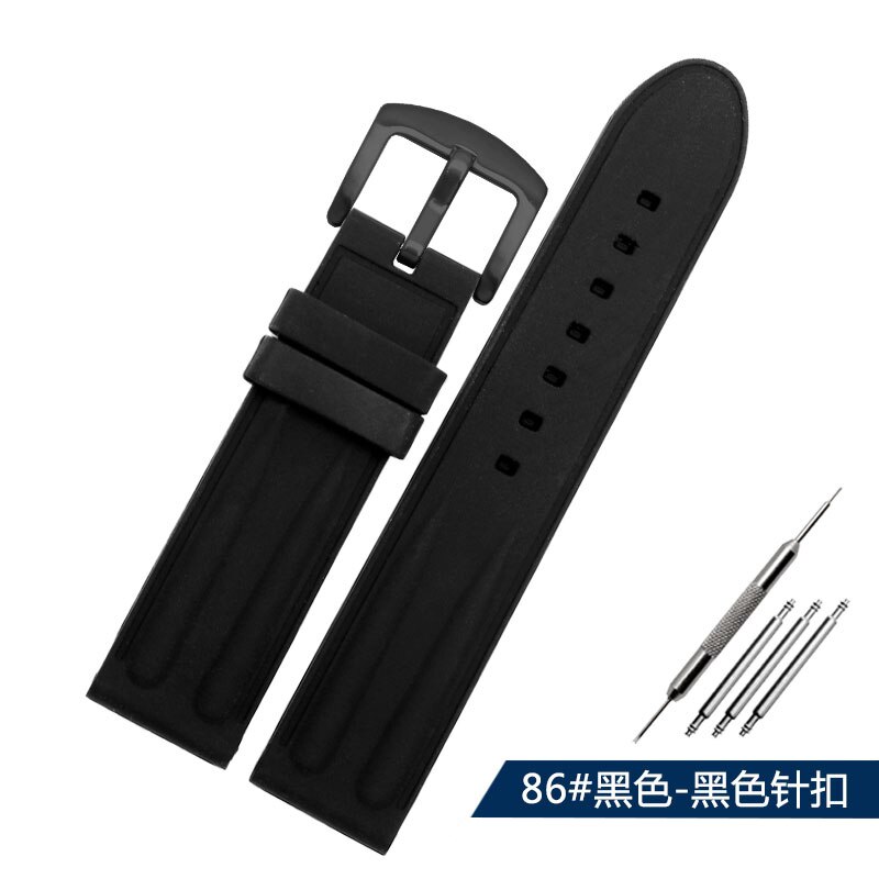 Silicone Rubber watch strap 22mm 24mm 26mm bracelet wristwatches band watchband waterproof breathable wristband: 86 black black / 24mm