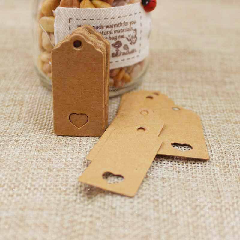 4*2 CM 200 st schulp kraft blank tag hart cut /producten/trouwbedankjes display mini hang tag custom beschikbaar