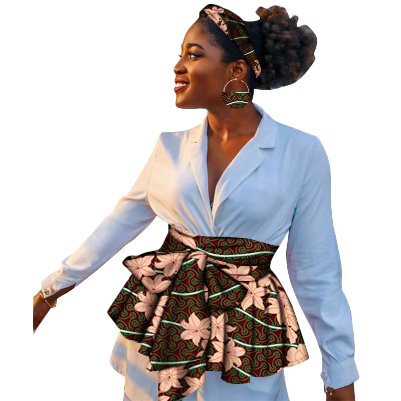 Cinturón de cintura alta de estilo africano para mujer, ropa india, Vintage, flor, línea A, asimétrico