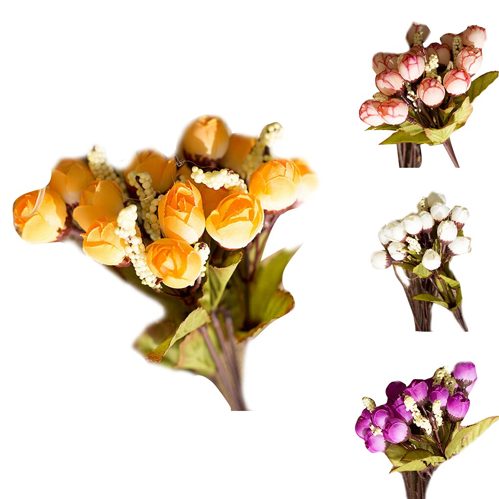 1 zweig 15 köpfe/Strauß kleine knospe rosen hochblatt künstliche blume seide Rose DIY hochzeit hause Weihnachten Dekor blumen Rose