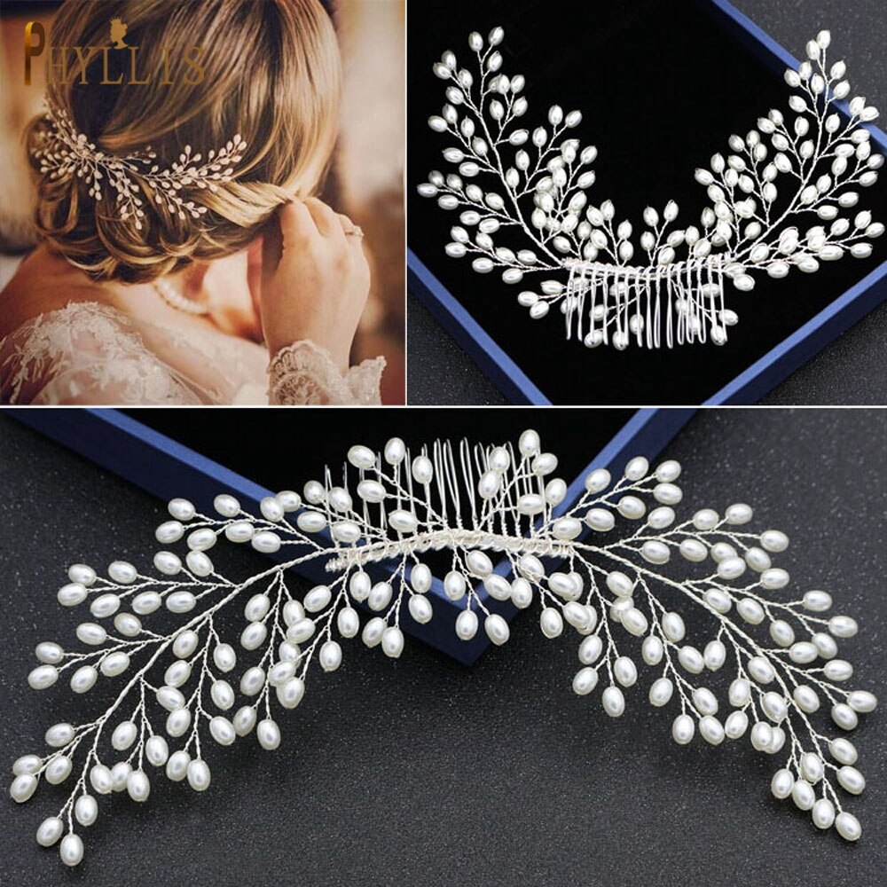 PHYLLIS A27 Pearl Bridal Comb Handmade Headband Jewelry Wedding Hair Accessories Tiara Party Women Headpiece Bridesmaid Headwear