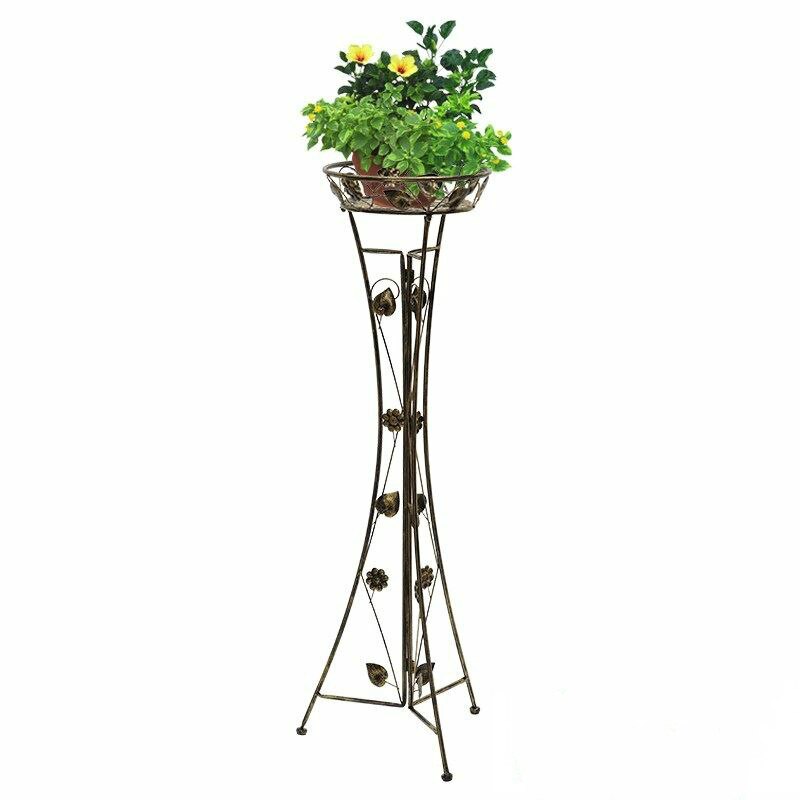 Support de fleurs vertes en fer forgé à une seule couche, pot d'orchidées suspendu d'intérieur pour balcon européen