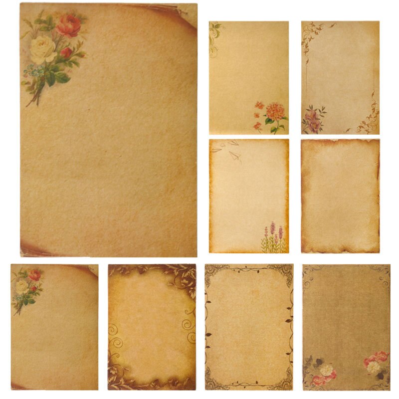 Kraft Vintage Writing Paper Sheets;kraft Brown Letter Paper 8sheets Vintage Flower