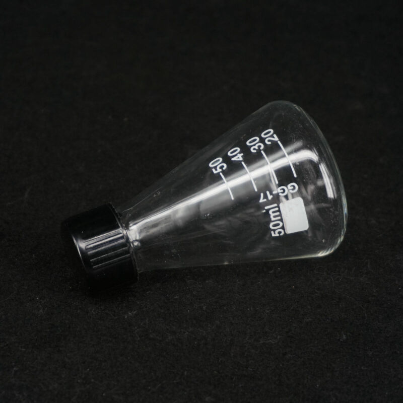 1pcs 50ml Glass Conical Erlenmeyer Narrow Mouth Screw Cap Flask Lab Glassware