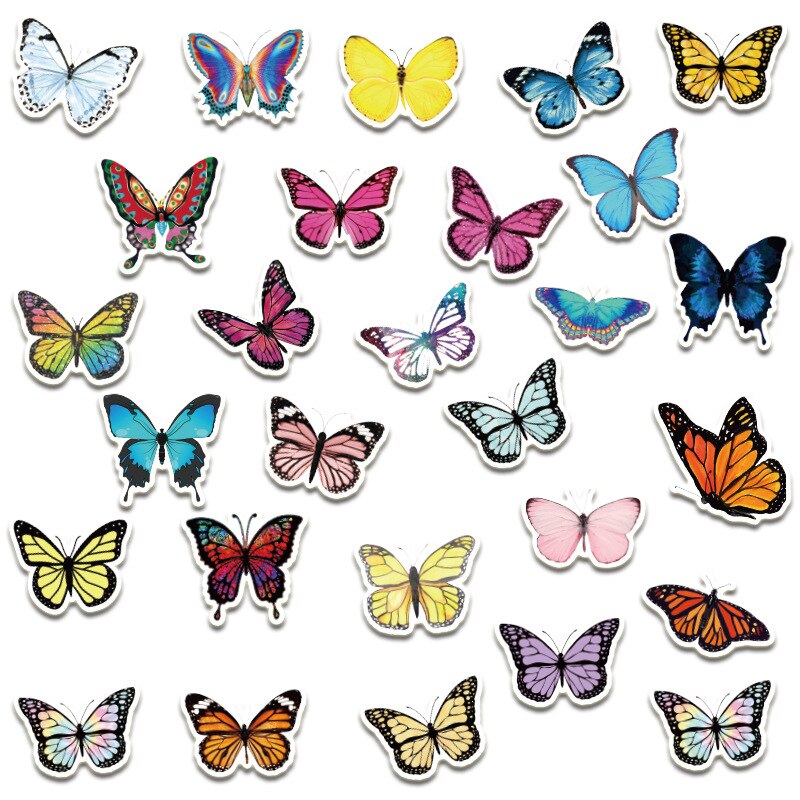 10/50 PCS Colorful Butterfly Stickers Waterproof Vinyl Decal for Laptop Bicycle Luggage Guitar Car Stickers