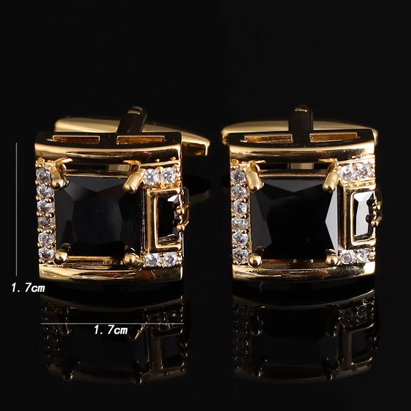 Vierkante Zircon Steen Manchetknopen - Klassieke Stijl - Luxe Overhemd Pak Accessoires: Silver Plated