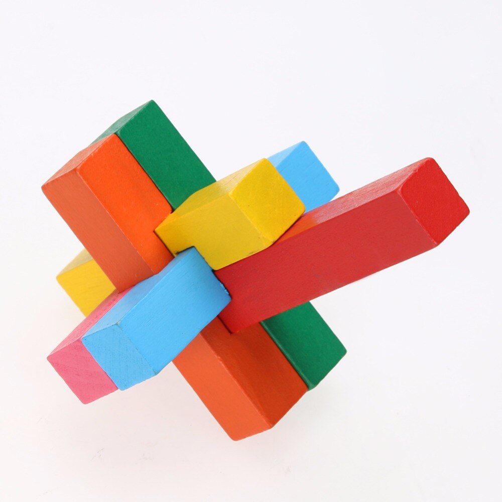 4 Stks/partij 3D Kleurrijke Kong Ming Luban Lock Houten Speelgoed Puzzel Hersenen Tease Kinderen Speelgoed Puzzel Speelgoed Voor Kinderen volwassenen Hout Speelgoed