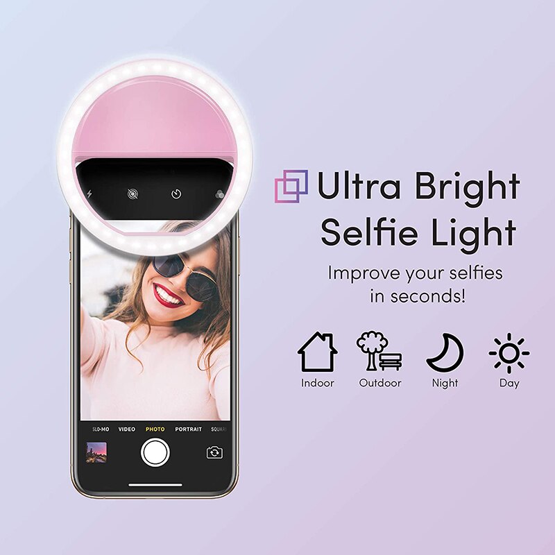 Universal Selfie Lamp Mobile Phone Lens Portable Flash Ring LEDS Camera Luminous Ring Clip Light For Xiaomi iPhone XS 11 Plus