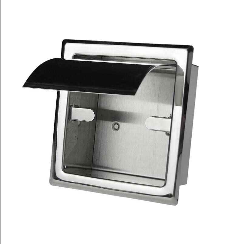 Stainless Steel in-wall Installation Built-in Toilet Tray Concealed Bathroom Tissue Box Hidden Installation Roll Holder: Burgundy
