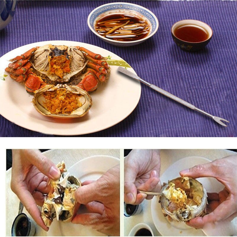 Dayfuli 2 stk rustfrit stål oliven krabbe hummer gaffel picks handy helper nøddeknækker have håndværktøj gaffel